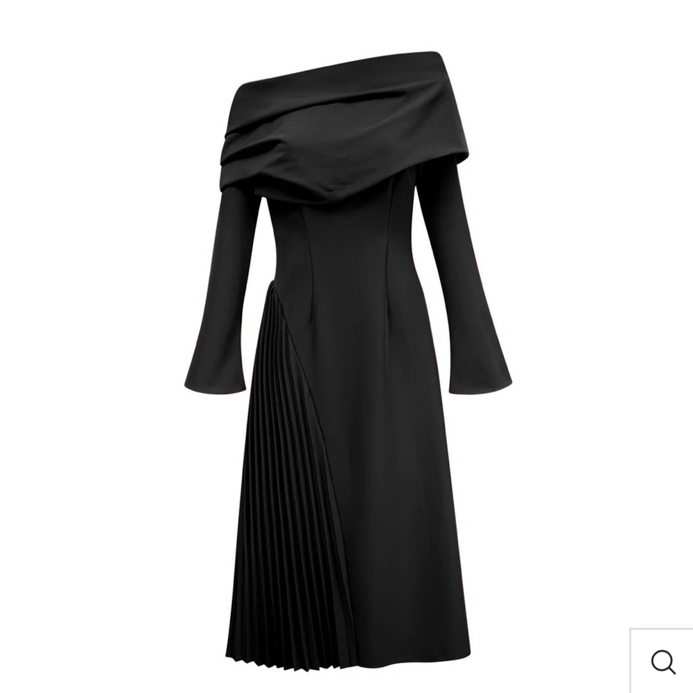 Elegant Black Off-Shoulder Long Sleeve Dress